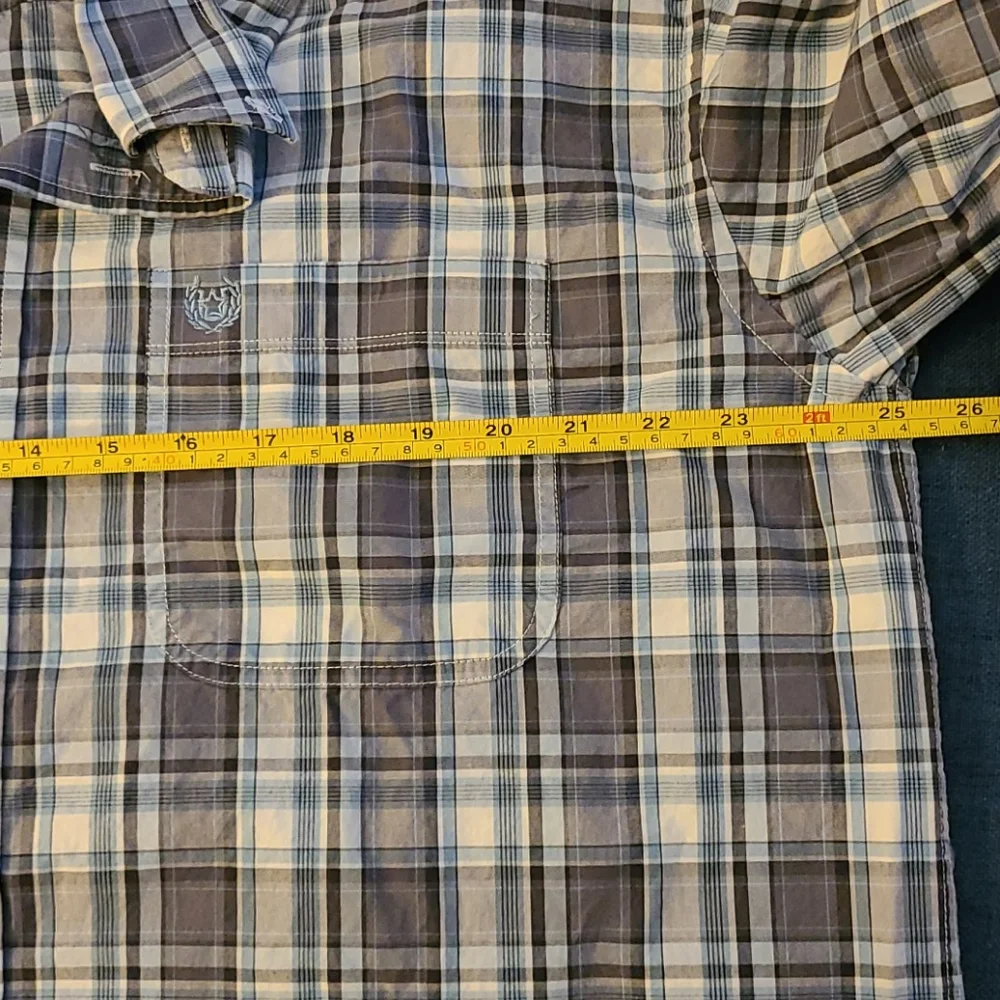 🔖3 For $10 🛍 Men's Casual Button Down Shirt - Blue Plaid - Picture 10 of 12